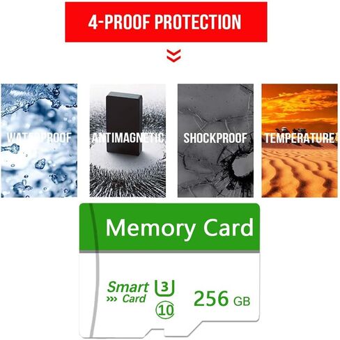 بطاقة ذاكرة 256 جيجا بايت بطاقة TF صغيرة بطاقة ذكية فائقة السرعة لهواتف Android وكاميرا الحركة والأجهزة اللوحية مساحة تخزين موسعة in Kuwait