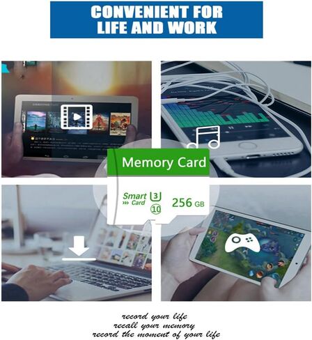 بطاقة ذاكرة 256 جيجا بايت بطاقة TF صغيرة بطاقة ذكية فائقة السرعة لهواتف Android وكاميرا الحركة والأجهزة اللوحية مساحة تخزين موسعة in Kuwait