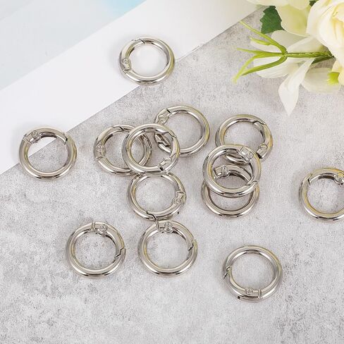 JIEYAO 40 Pack 0.5 Inch Round Spring Buckle Clips, Metal Spring O Rings Silver Keychain Snap Hook Clips Zinc Alloy Keyring Buckle for Bag Purse Craft DIY Jewelry Making in Saudi Arabia