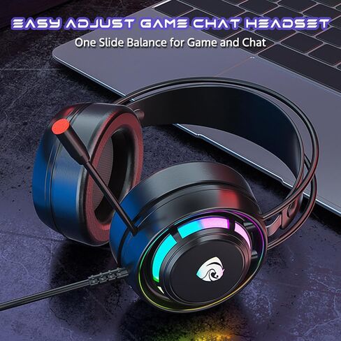 Gaming Headset for PC-Wired Headphones with Microphone-7.1 Surround Sound, 50MM Drivers, Soft Ear Pads, Enhanced Sound Effects, Noise Cancelling Mic, for PS4, PS5, Mobile Phone, Pad, Switch (Black) in Saudi Arabia