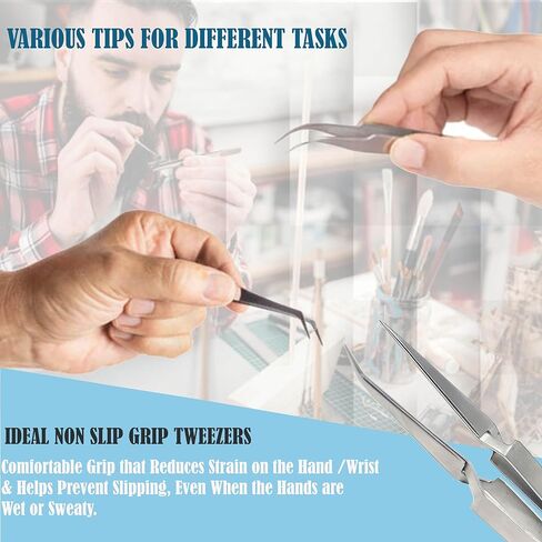 A2Z Scilab 2x Electronic Industrial Cross Locking & Self-Closing Tweezers, Angled & Straight Tip Precision Stainless Steel Forceps For Phone Motherboard Repair Hand Tools Set Eyelash Extension Tweezer in Saudi Arabia