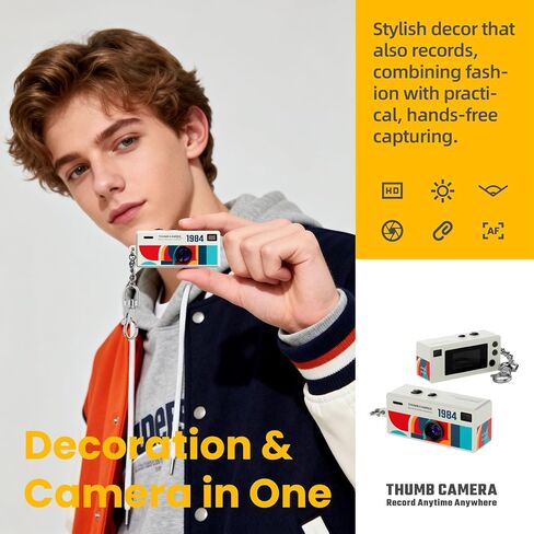 1080P High-Definition Thumb Buckle Keychain Mini Digital Camera, Retro Compact Mini Pocket-Sized Camera, with 32GB SD Card, Suitable for Travel, Concerts, and Study Recording (Black) in Saudi Arabia