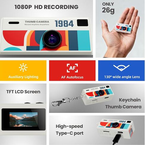 1080P High-Definition Thumb Buckle Keychain Mini Digital Camera, Retro Compact Mini Pocket-Sized Camera, with 32GB SD Card, Suitable for Travel, Concerts, and Study Recording (Black) in Saudi Arabia