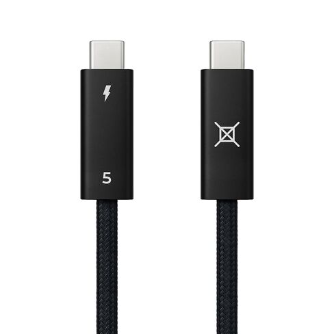 كابل Aiox Thunderbolt 5، USB-C إلى USB-C، نقل بيانات بسرعة 80 جيجابت في الثانية، شحن سريع 240 وات، يدعم شاشات 16K/8K/4K، مجدول من النايلون (1.5 م/4.92 قدم) - أسود in Kuwait
