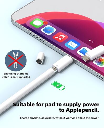 Lightning Female to USB C Male for Apple Pencil الجيل الأول محول لجهاز iPad 10th TypeC كابل شحن Dongle iPencil شاحن موصل بلوتوث لـ Apple MFi معتمد لملحقات قلم iPhone in Kuwait