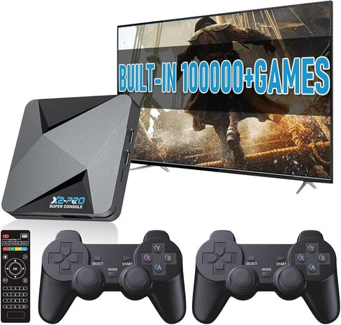 Kinhank Super Console X2 pro مع 100000+Games Retro Game Console، وحدة تحكم ألعاب الفيديو مع EmuELEC 4.6/Android 9.0 في 1، 2.4G+5G وBT 5.0، متوافقة مع أكثر من 65 محاكيًا، 2 وحدات تحكم in Kuwait