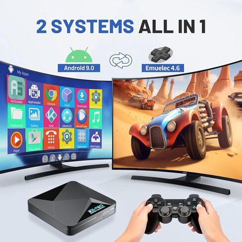 Kinhank Super Console X2 pro مع 100000+Games Retro Game Console، وحدة تحكم ألعاب الفيديو مع EmuELEC 4.6/Android 9.0 في 1، 2.4G+5G وBT 5.0، متوافقة مع أكثر من 65 محاكيًا، 2 وحدات تحكم in Kuwait
