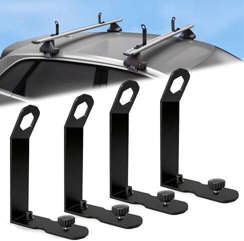 توقف التحميل لقضبان T-Slot Cross 4 عبوات، استبدال من الفولاذ المقاوم للصدأ مع مشابك قفل آمنة - متوافقة مع رفوف السقف لقوارب الكاياك والزورق والسلالم والتزلج ولوح ركوب الأمواج ولوح التجديف ولوح التزلج على الجليد in Kuwait