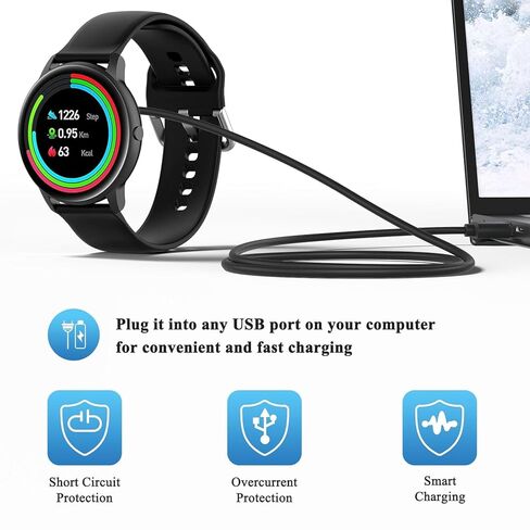 Vancle 2 حزمة لشاحن الساعة الذكية Gloryfit، كابل شحن USB مغناطيسي للساعات الذكية GloryFit T80 T70 T60 T50 P99 P98 (تباعد الدبوس 4 مم) in Kuwait