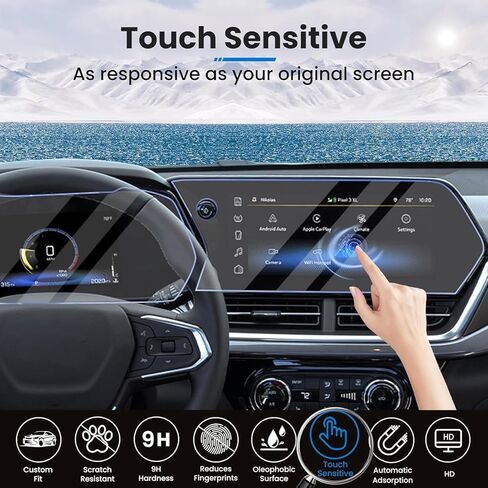 لـ 2024 2025 2026 واقي شاشة Chevy Trailblazer لعام 2026 2025 2024 Trailblazer (LT/2RS/ACTIV) واقي شاشة لملحقات Chevy Trailblazer 2024 2025 2026 (11in Navi+8in Dash) شاشة لمس، زجاج مقسى 9H (عبوتان) in Kuwait