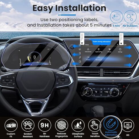 لـ 2024 2025 2026 واقي شاشة Chevy Trailblazer لعام 2026 2025 2024 Trailblazer (LT/2RS/ACTIV) واقي شاشة لملحقات Chevy Trailblazer 2024 2025 2026 (11in Navi+8in Dash) شاشة لمس، زجاج مقسى 9H (عبوتان) in Kuwait