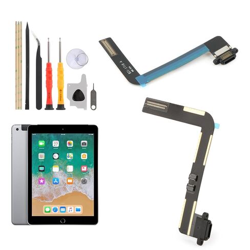 Dock Connector for iPad Air A1474 A1475/5 5th 9.7 2017 A1822 A1823/6 6th 2018 A1893 A1954 Charging Port Flex Cable Replacement for Air/5 5th/6 6th USB Charger Dock Board Connector with Tools(Black) in Kuwait