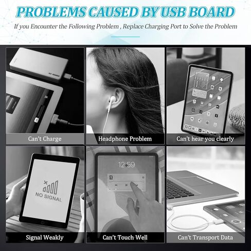 Dock Connector for iPad Air A1474 A1475/5 5th 9.7 2017 A1822 A1823/6 6th 2018 A1893 A1954 Charging Port Flex Cable Replacement for Air/5 5th/6 6th USB Charger Dock Board Connector with Tools(Black) in Kuwait