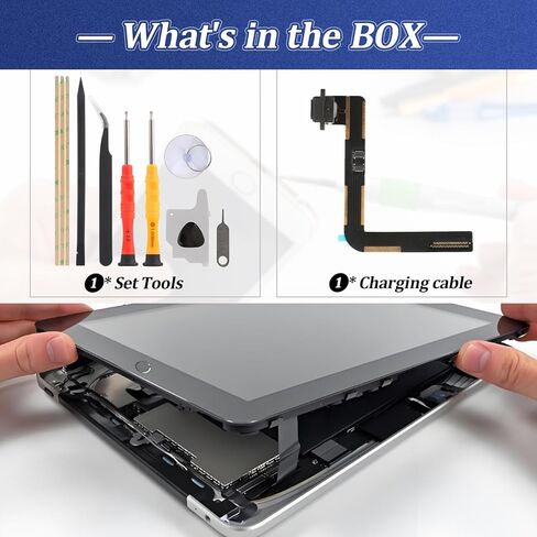 Dock Connector for iPad Air A1474 A1475/5 5th 9.7 2017 A1822 A1823/6 6th 2018 A1893 A1954 Charging Port Flex Cable Replacement for Air/5 5th/6 6th USB Charger Dock Board Connector with Tools(Black) in Kuwait