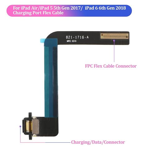Dock Connector for iPad Air A1474 A1475/5 5th 9.7 2017 A1822 A1823/6 6th 2018 A1893 A1954 Charging Port Flex Cable Replacement for Air/5 5th/6 6th USB Charger Dock Board Connector with Tools(Black) in Kuwait