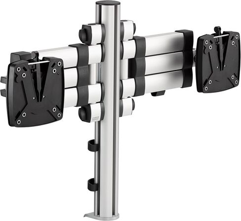 Novus TSS Duo Telescope Monitor Arm, Easily Align 2 Monitors, Improves Comfort with Ergonomic Adjustments, Space-Saving Arm Design, Fast Desk Clamp Installation, Silver in Saudi Arabia