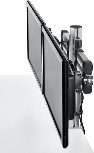 Novus TSS Duo Telescope Monitor Arm, Easily Align 2 Monitors, Improves Comfort with Ergonomic Adjustments, Space-Saving Arm Design, Fast Desk Clamp Installation, Silver in Saudi Arabia