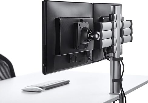 Novus TSS Duo Telescope Monitor Arm, Easily Align 2 Monitors, Improves Comfort with Ergonomic Adjustments, Space-Saving Arm Design, Fast Desk Clamp Installation, Silver in Saudi Arabia