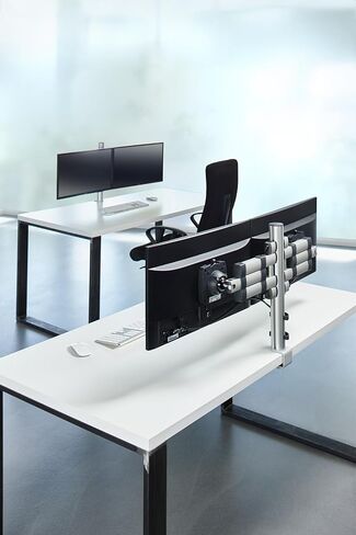 Novus TSS Duo Telescope Monitor Arm, Easily Align 2 Monitors, Improves Comfort with Ergonomic Adjustments, Space-Saving Arm Design, Fast Desk Clamp Installation, Silver in Saudi Arabia