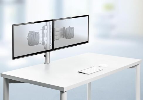 Novus TSS Duo Telescope Monitor Arm, Easily Align 2 Monitors, Improves Comfort with Ergonomic Adjustments, Space-Saving Arm Design, Fast Desk Clamp Installation, Silver in Saudi Arabia