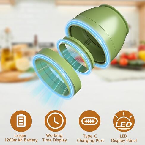 FUTUREZEN وعاء ماسون كهربائي لغلق برطمانات تعليب الفم العادية والواسعة، مجموعة آلة الختم الأوتوماتيكية لتخزين الطعام والتخمير، أغطية مرطبان ماسون للفم، فتاحة زجاجات، كابل USB-C، أخضر in Kuwait