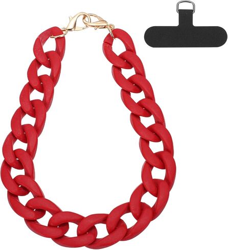 uxcell Phone Wrist Strap, 15 Inch Acrylic Cellphone Chain with Tether Tab, Hands-Free Wristlet Strap for Women Phone Case Accessories, Black in Saudi Arabia