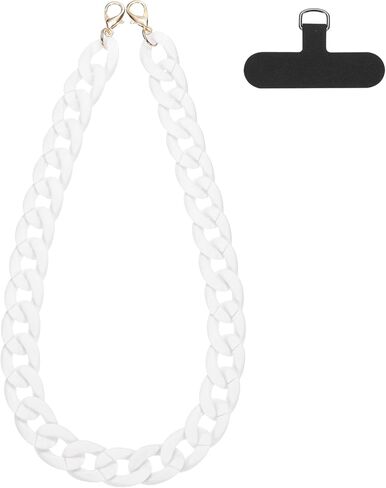 uxcell Phone Wrist Strap, 15 Inch Acrylic Cellphone Chain with Tether Tab, Hands-Free Wristlet Strap for Women Phone Case Accessories, Black in Saudi Arabia