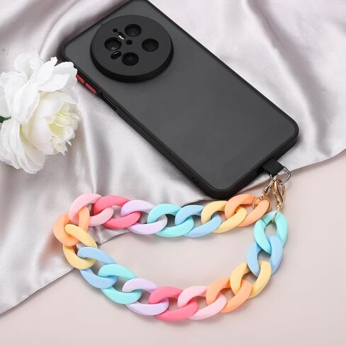 uxcell Phone Wrist Strap, 15 Inch Acrylic Cellphone Chain with Tether Tab, Hands-Free Wristlet Strap for Women Phone Case Accessories, Black in Saudi Arabia