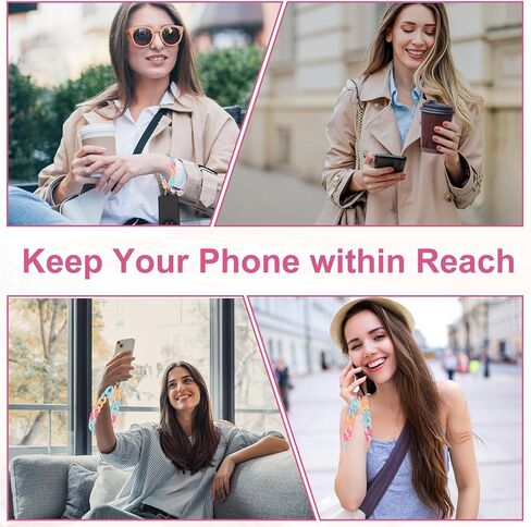 uxcell Phone Wrist Strap, 15 Inch Acrylic Cellphone Chain with Tether Tab, Hands-Free Wristlet Strap for Women Phone Case Accessories, Black in Saudi Arabia
