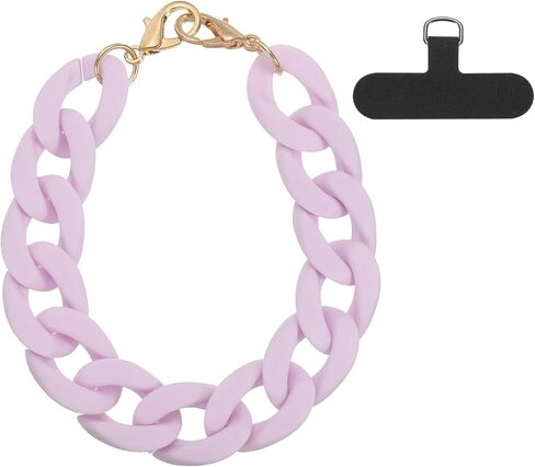 uxcell Phone Wrist Strap, 15 Inch Acrylic Cellphone Chain with Tether Tab, Hands-Free Wristlet Strap for Women Phone Case Accessories, Black in Saudi Arabia