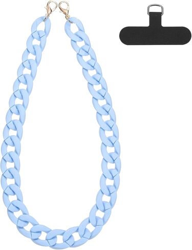 uxcell Phone Wrist Strap, 15 Inch Acrylic Cellphone Chain with Tether Tab, Hands-Free Wristlet Strap for Women Phone Case Accessories, Black in Saudi Arabia