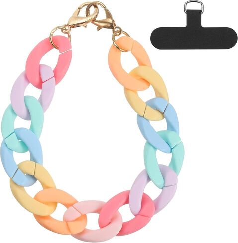 uxcell Phone Wrist Strap, 15 Inch Acrylic Cellphone Chain with Tether Tab, Hands-Free Wristlet Strap for Women Phone Case Accessories, Black in Saudi Arabia