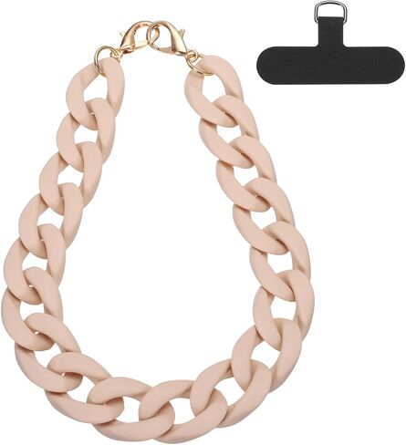 uxcell Phone Wrist Strap, 15 Inch Acrylic Cellphone Chain with Tether Tab, Hands-Free Wristlet Strap for Women Phone Case Accessories, Black in Saudi Arabia