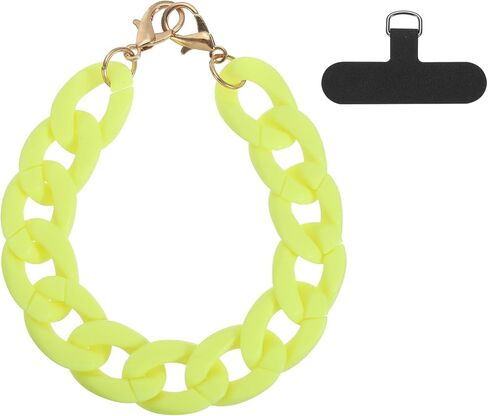uxcell Phone Wrist Strap, 15 Inch Acrylic Cellphone Chain with Tether Tab, Hands-Free Wristlet Strap for Women Phone Case Accessories, Black in Saudi Arabia