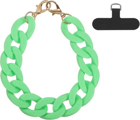 uxcell Phone Wrist Strap, 15 Inch Acrylic Cellphone Chain with Tether Tab, Hands-Free Wristlet Strap for Women Phone Case Accessories, Black in Saudi Arabia
