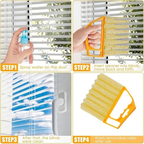 Washable Blind Cleaner Duster Tool, Removable Shutter Cleaner Brush with 7 Slat, Handheld Brush for Air Conditioner Blinds Dust Dirt in Saudi Arabia