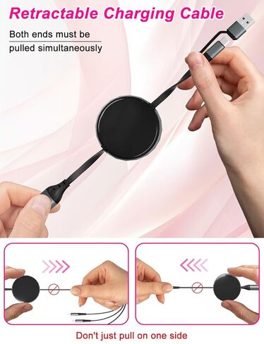 4-in-1 Retractable Charging Cable for Apple Watch - Upgraded 100W Retractable Fast Charging Cable with USB-C, Lightning, Micro USB & Apple Watch Charger, for iWatch/iPhone 17-8/Android/iPad/Laptop in Saudi Arabia