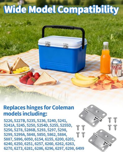 2 Pack Cooler Stainless Steel Hinge Replacement for Coleman, Cooler Hinges Replacement with Screws, Replacement Hinges for Coleman Cooler Accessory in Kuwait