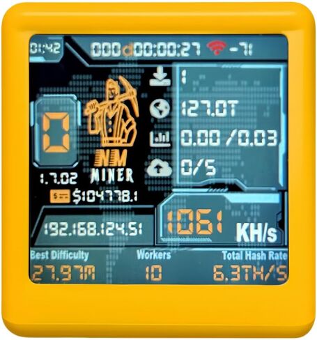NM-TV 154 - ESP32 TFT Bitcoin Solo Lottery Miner 1.54 inch Smart Gift Small TV Desktop Clock 1060 KH/s Hashrate in Saudi Arabia