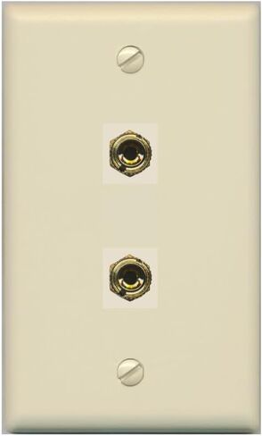 RiteAV 2 Banana 1 Speaker Surround Female Coupler Binding Post Wall Plate - Flat Style [Black/Black] in Saudi Arabia