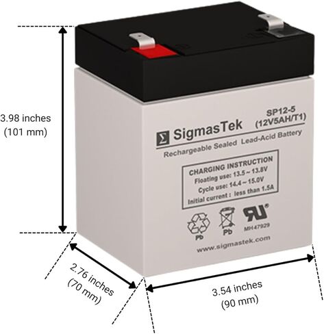 SigmasTek Leoch DJW12-4.5 Compatible Battery, 12V 5Ah F1 in Saudi Arabia