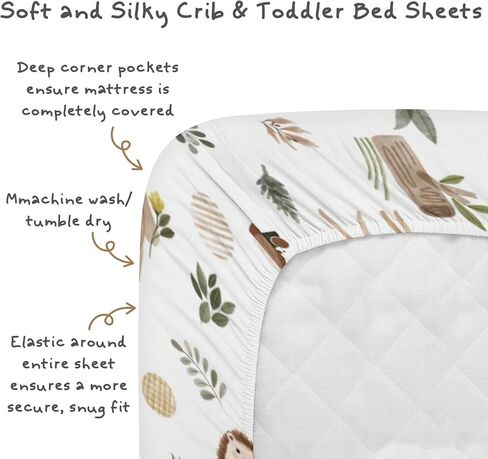 Fitted Crib Sheets for Baby Boys Girls 28" x 52", Standard Toddler Bed Mattress Cover, Soft Snug Breathable Kids Nursery Decor, Neutral Boho Forest Woods Animals Theme in Saudi Arabia