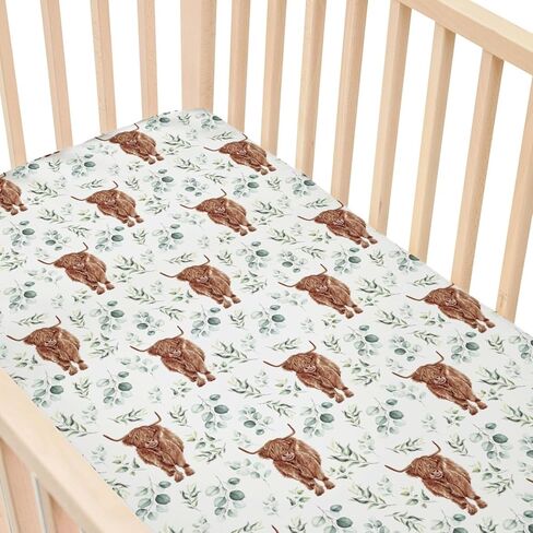 Fitted Crib Sheets for Baby Boys Girls 28" x 52", Standard Toddler Bed Mattress Cover, Soft Snug Breathable Kids Nursery Decor, Neutral Boho Forest Woods Animals Theme in Saudi Arabia