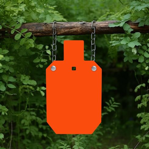 KNINE OUTDOORS AR500 هدف فولاذي للرماية، هدف معدني سميك 1/2 بوصة، لون برتقالي نيون (1/2 بوصة سميك بمقاس 7 بوصة × 12 بوصة)، مع شماعة T Post in Kuwait