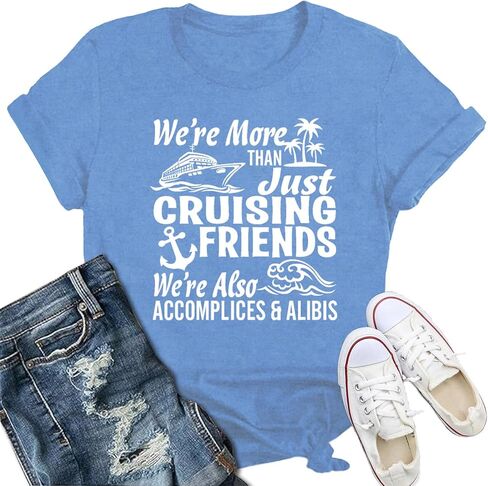 Womens Cruise Shirt Girls Trip Best Friend T-Shirt Bestie Summer Vacation Crewneck Tee in Saudi Arabia