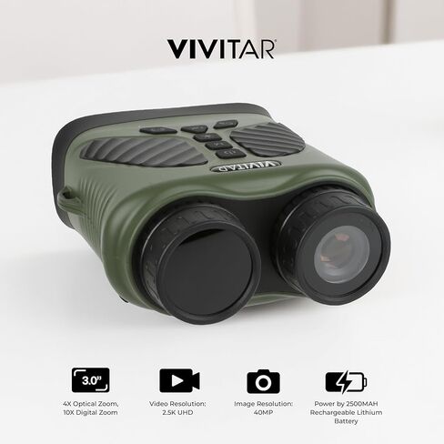 Vivitar - مجهر كاميرا رقمية، صور عالية الدقة 16 ميجابكسل، فيديو QHD 2.7K كامل، استخدام ليلاً ونهارًا، تصميم مضغوط، جسم أحمر مطاطي ناعم مقاوم للسقوط، للرياضة والسفر والخارج (أخضر) in Kuwait