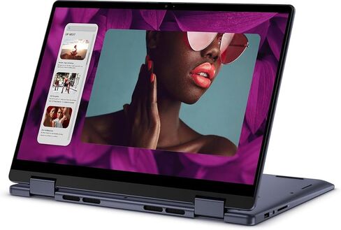 كمبيوتر محمول Dell Inspiron 14 2 في 1 يعمل باللمس (14 بوصة FHD+ IPS، ذاكرة وصول عشوائي DDR5 سعة 16 جيجابايت، محرك أقراص SSD سعة 512 جيجابايت، AMD Ryzen 5 8640HS (> intel i7-1255U)) للأعمال، FP، إضاءة خلفية، كاميرا ويب FHD، Inspiron 7445، Win 11 Pro (متجدد in Saudi Arabia