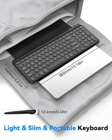 لوحة مفاتيح لاسلكية TECKNET بلوتوث و2.4 جيجا USB، اتصال يصل إلى 4 أجهزة، بطارية قابلة لإعادة الشحن USB C، كتابة هادئة، تصميم مضغوط، إمالة مريحة 7 درجات، متوافقة مع Windows/Android/iOS، أسود in Kuwait