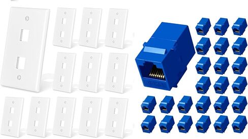 وصلة Cat6 Ethernet 25 حزمة مع لوحة حائط RJ45 2 منفذ 12 حزمة لكابل Cat6 Cat5e Cat5 in Kuwait