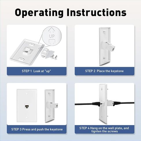 وصلة Cat6 Ethernet 25 حزمة مع لوحة حائط RJ45 2 منفذ 12 حزمة لكابل Cat6 Cat5e Cat5 in Kuwait